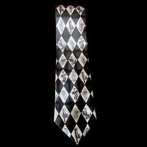 Disney Pooh Bear Tigger Silk Black Cream Diamond Necktie